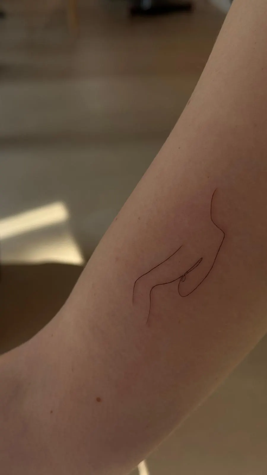 Single Line Hand Silhouette minimal Fine Line Tattoo Arm